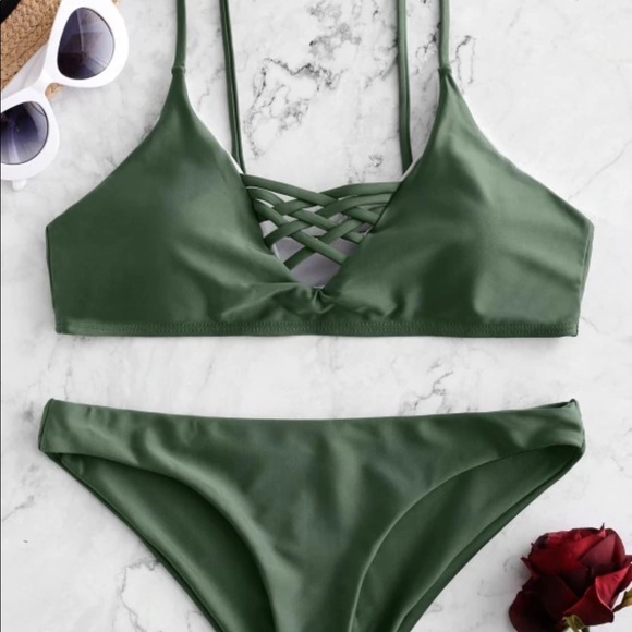 Zaful Other - Lace Up Bikini Swimsuit